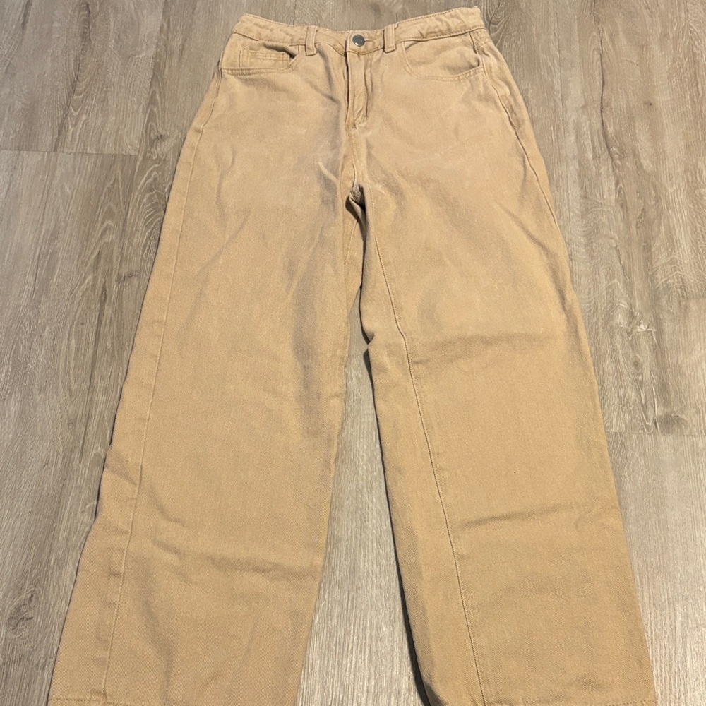 Women's Tan Wide Leg Jeans‎